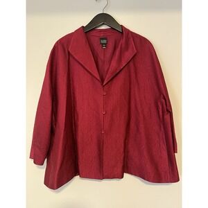 Eileen Fisher Silk Button Down Shirt Jacket Womens XL Crinkle Holiday Luxury